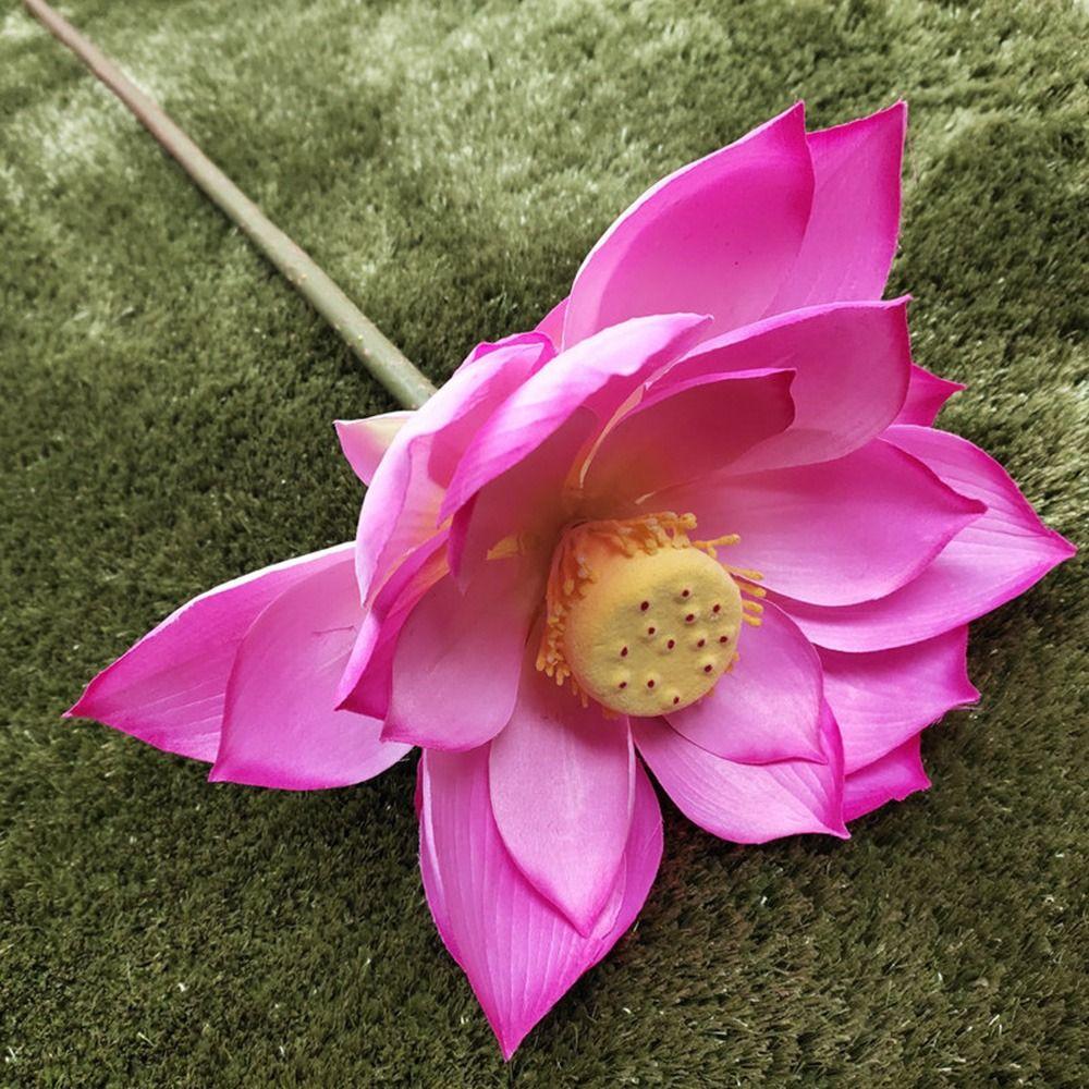 Long Stem Simulation Lotus Flower Green Plant Faux Flower  Floral Arrangement