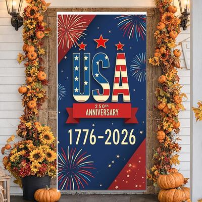 US Jubilee Background USA Flag Design American Celebration Door Cover 250th Anniversary Backdrop Vertical Layout