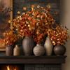 Lifelike Autumn Eucalyptus Leaves Fall Stems, Artificial Leaves, Fake Greenery Branches, Boho Thanksgiving Decor Flowers for Wedding Centerpiece