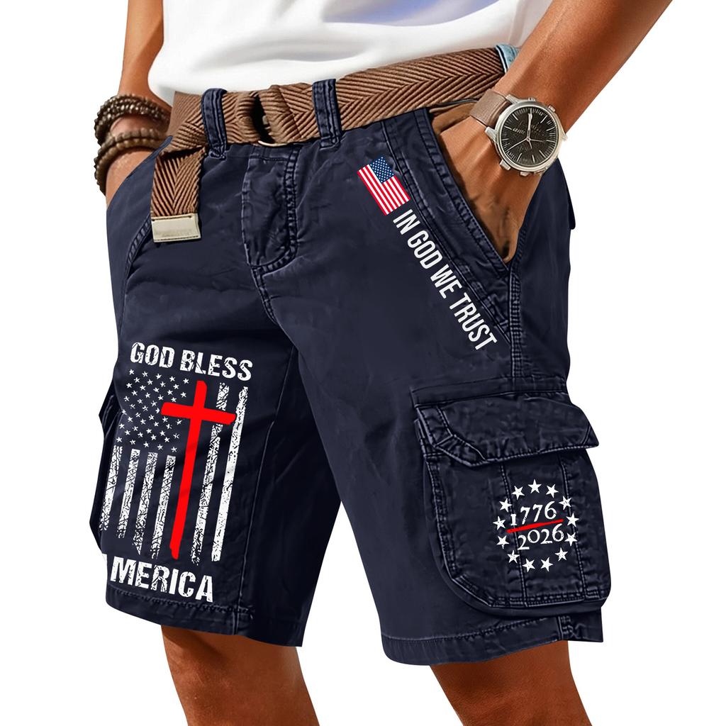 Pantaloncini Cargo Casual Stampati da Uomo per l'Estate con Tasche Multiple