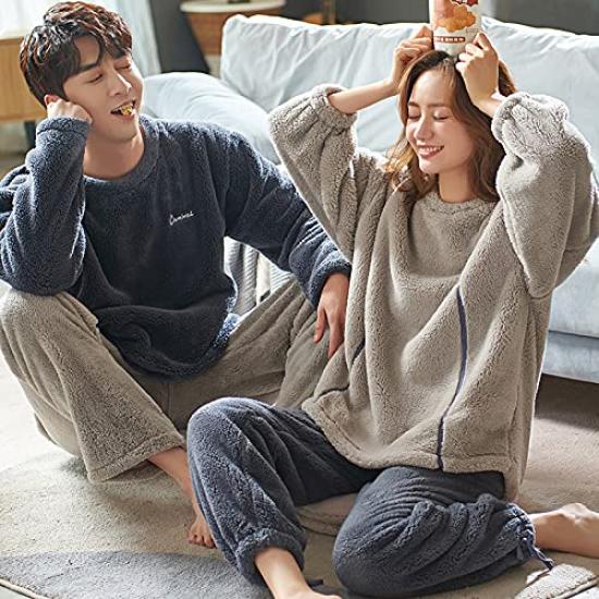 Matching Pajamas for Men and Long Couples Pajama Perfect for Perfect as a Gift for or Christmas D.IIZOO Women, Sleeve, Fall/Winter Set, Couples,