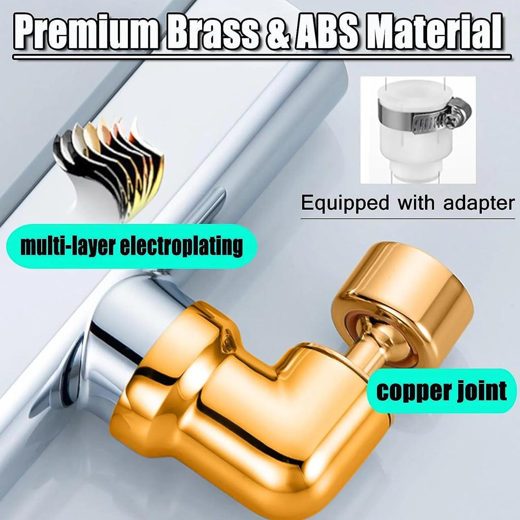 Der Wasserhahn dreht sich im dritten Gang, um den Wasserauslauf umzuschalten, und der Doppelklingen-Schab- und Wasch-Mechanikarm ist universell spritzwassergeschützt.