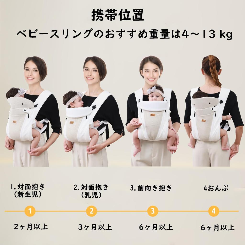 CUBY Baby Carrier, 3-Way, for Newborns, Inward/Inward Carry, Rayon, Breathable, Lightweight, with Waist Support, Suitable for Both Moms and Dads, All