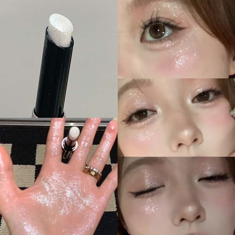 Diamant Parelmoer Glitters Oogschaduw Highlighter Stick Maakt Oogmake-up Natuurlijk Helder Glanzende Oogschaduw Liggende Zijderups Pen black