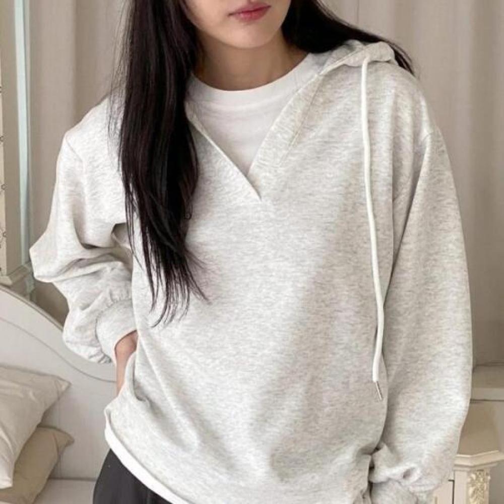New ArriVals Open Run Women V Neck Hooded STring CoTTon Daily Long sleeVe T Shir