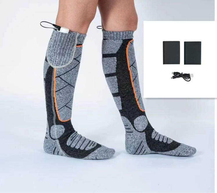 Heated Socks with 2 * 5000mAh Power Bank, Winter USB Electric Warming Socks, 3 Heat Settings, 5H+ Lasting, Machine Washable