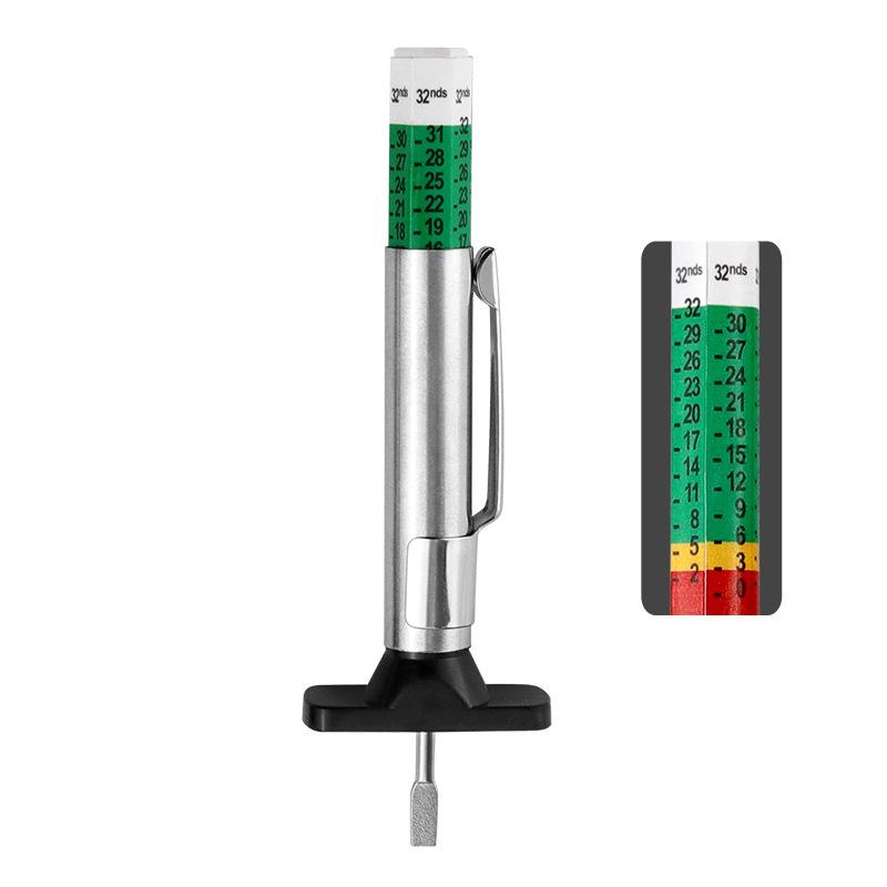 Tire Tread Depth Gauge: 0-25mm Measuring Ruler and Pen