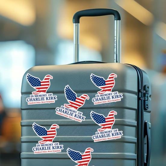 Patriotic Eagle Flag Stickers Charlie Kirk Freedom-Themed Decals for Car Laptop Skateboard Luggage Creative Patriotic Design Bumper Fridge Sticker