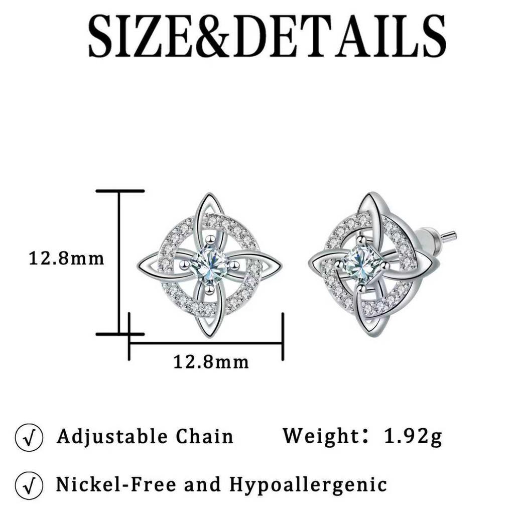 KEE-30 Celtic Knot Stud Earrings for Women - 925 Silver Needle, Light Luxury, High-End Feel