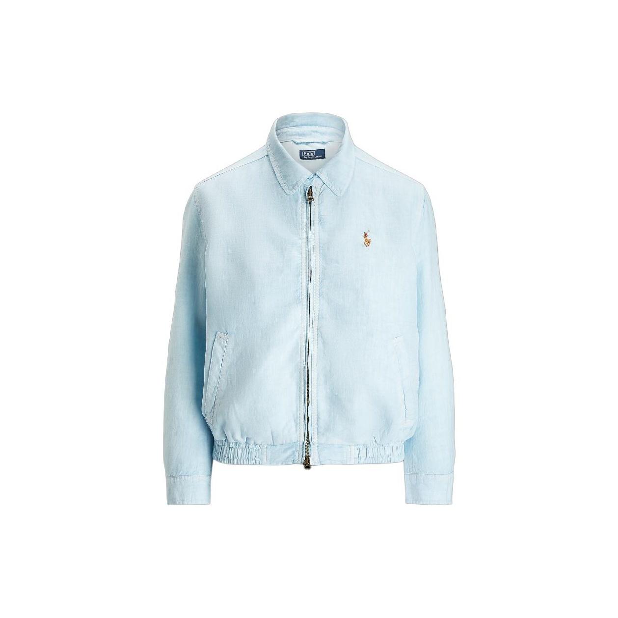 

Polo Ralph Lauren SS24 Куртка с вышивкой логотипа, широким воротником, на молнии, свободного кроя, с длинными рукавами, женская, цвет ледяной белый, WMPOOTWN5A20050-400 XXS