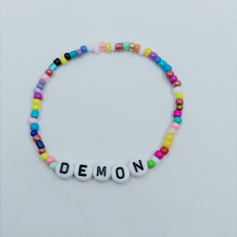 Colorful Beaded Bracelet Rainbow Friendship Bracelet Elastic Stretch Letter Beaded Bracelets for Kids Girls