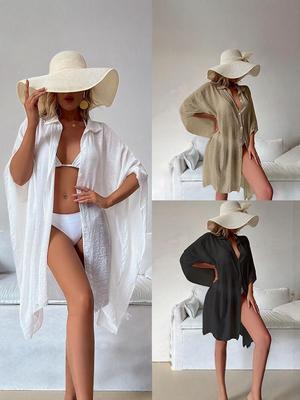 2026 Summer European & American Beach Sun Protection Women's Loose Cardigan: Long Sleeve Tie-Up for Vacation Wear