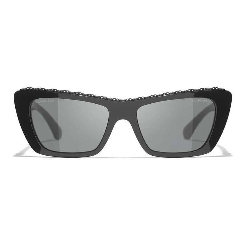 CHANEL original design irregular sunglasses women's black