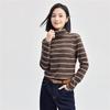 Giordano Women's Striped Turtleneck Long Sleeve T-Shirt
