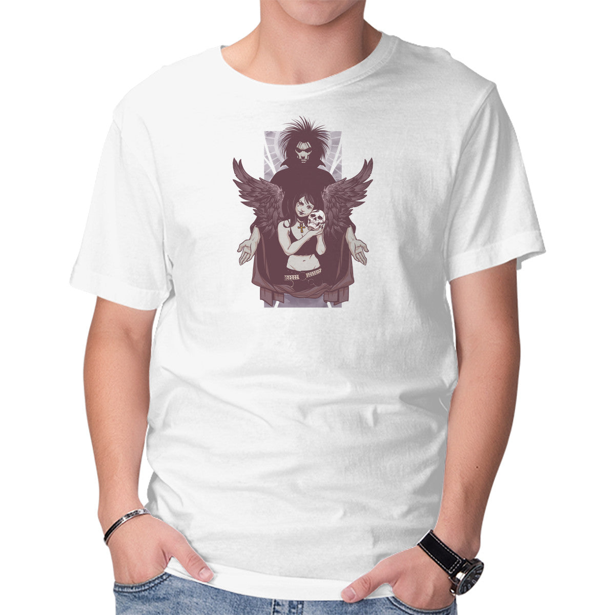 Unisex Crew Neck T-Shirt Death and Sandman Graphic Short Sleeve Casual Tee XXXXL