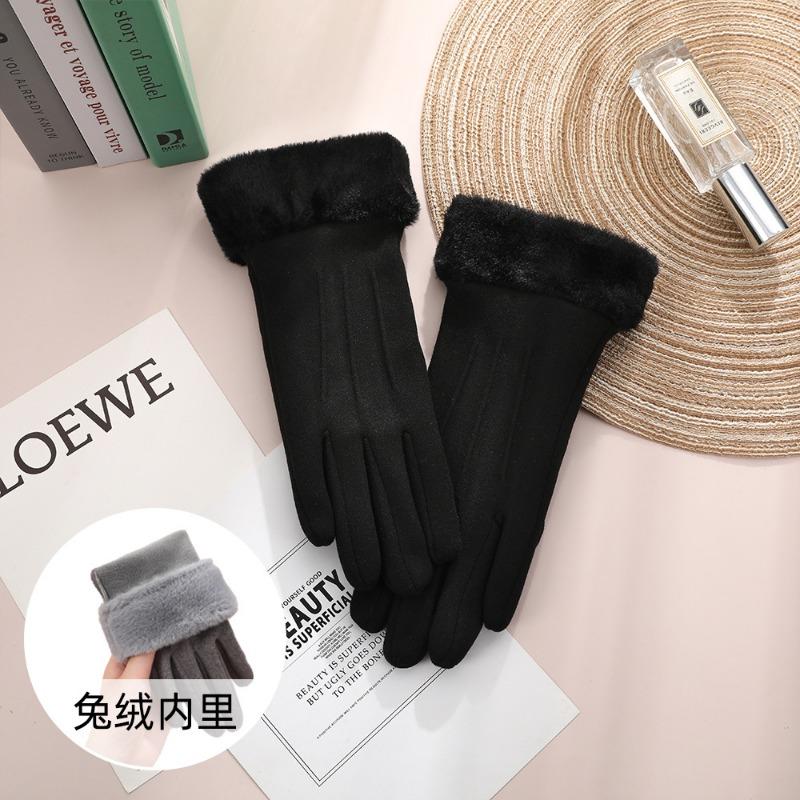Fleecehandschuhe, Damen Herbst und Winter verdickt warm Reiten Kälte Fahren niedlich Kaninchen Samt Winter warme Handschuhe