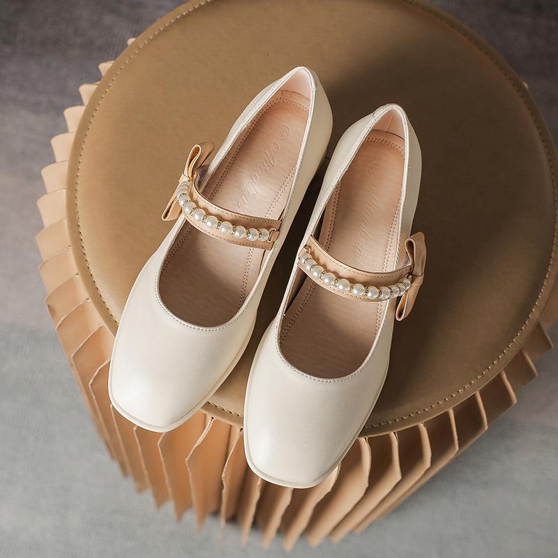 

Туфли Мэри Джейн универсальные туфли на квадратном каблуке для вечера, нежный ветер, низкий каблук, толстый каблук, фея, одинарные туфли, женщина 40 абрикосовый