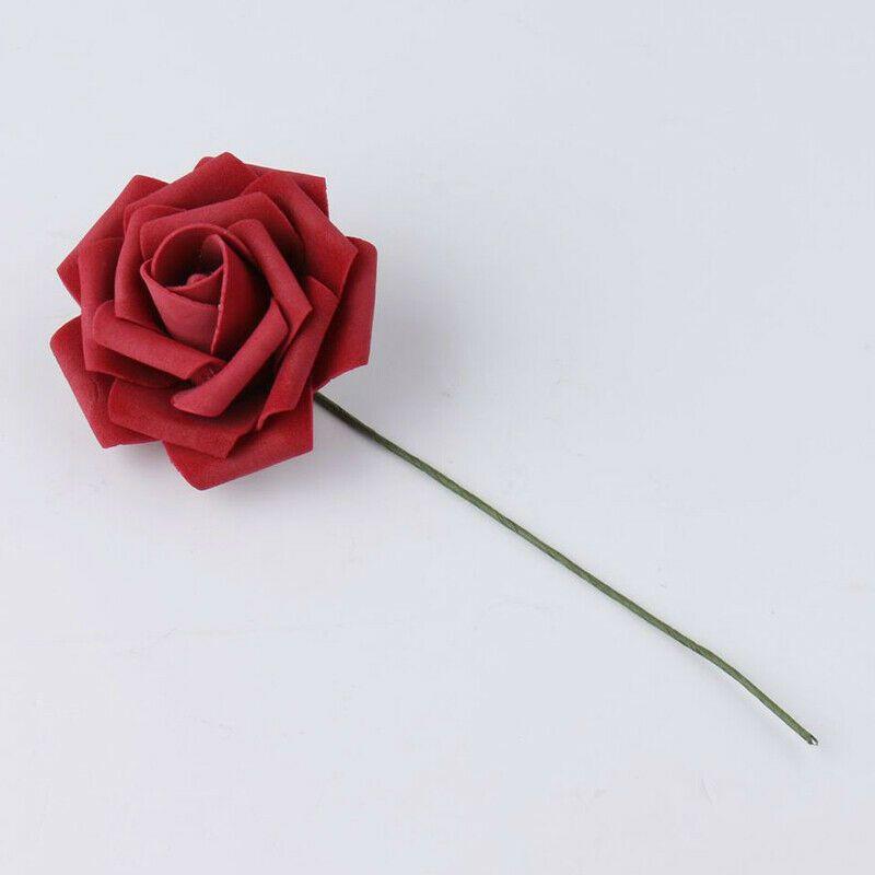 

50 шт. Цветы Искусственная Роза из Пенопласта Поддельный Цветок со Стеблем Свадебный Букет Вечеринка Red Wine,1pcs