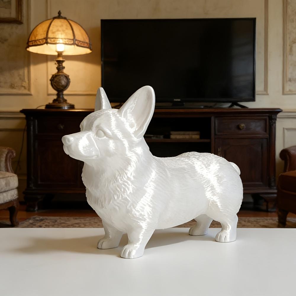 

Corgi Small Dog Statue Ornaments, Perfect Gift for Home Decoration, Office, Living Room, Lovely Pet Ornaments, Pet Lovers белый