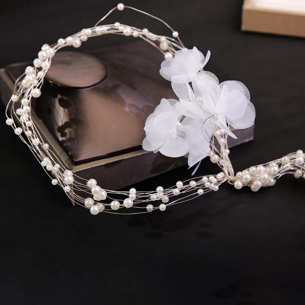 Elegant Pearl Flower Headdress Handmade Beaded Hair Accessories Fairy Hair Band Western Wedding