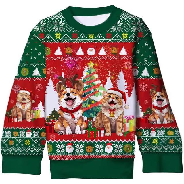 Autumn and Winter Men's Christmas 3D Printed Crew Neck Fashionable Versatile and Comfortable Hoodies & Sweatshirts (men’s)