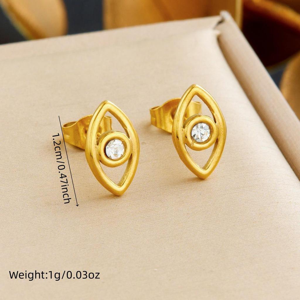 Rhinestone Hollow Gold-Plated Eye Pendant Chain Jewelry Set
