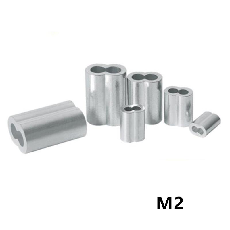 500pcs 2mm M2 Sleeves Aluminum Oval Double Hole 8 Shape Ferrules For Crimpling Wire Rope Cable Clamp