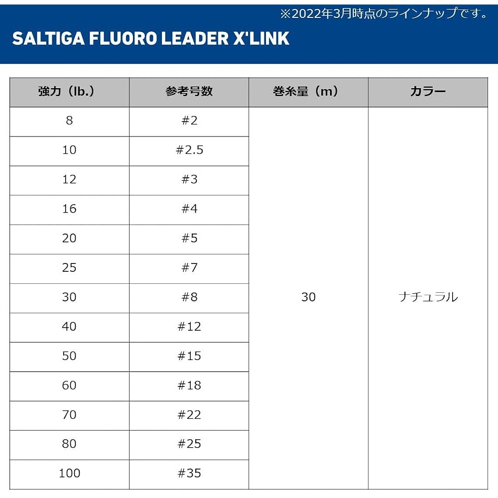 Saltiga Fluorocarbon Leader Crosslink 30m 80lb (#25) Natural Fishing Line