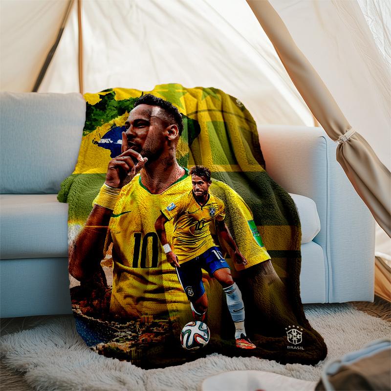 1pc Neymar1 Theme Blanket - Digital Print, Polyester, Cozy for All Seasons, Perfect for Outdoor, and Travel