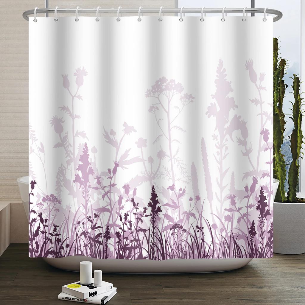 Floral Duschvorhang für Badezimmer Vintage Blume Schmetterling Wasserdichter Stoff Boho Badewanne Badezimmervorhang Mit Haken 180x240