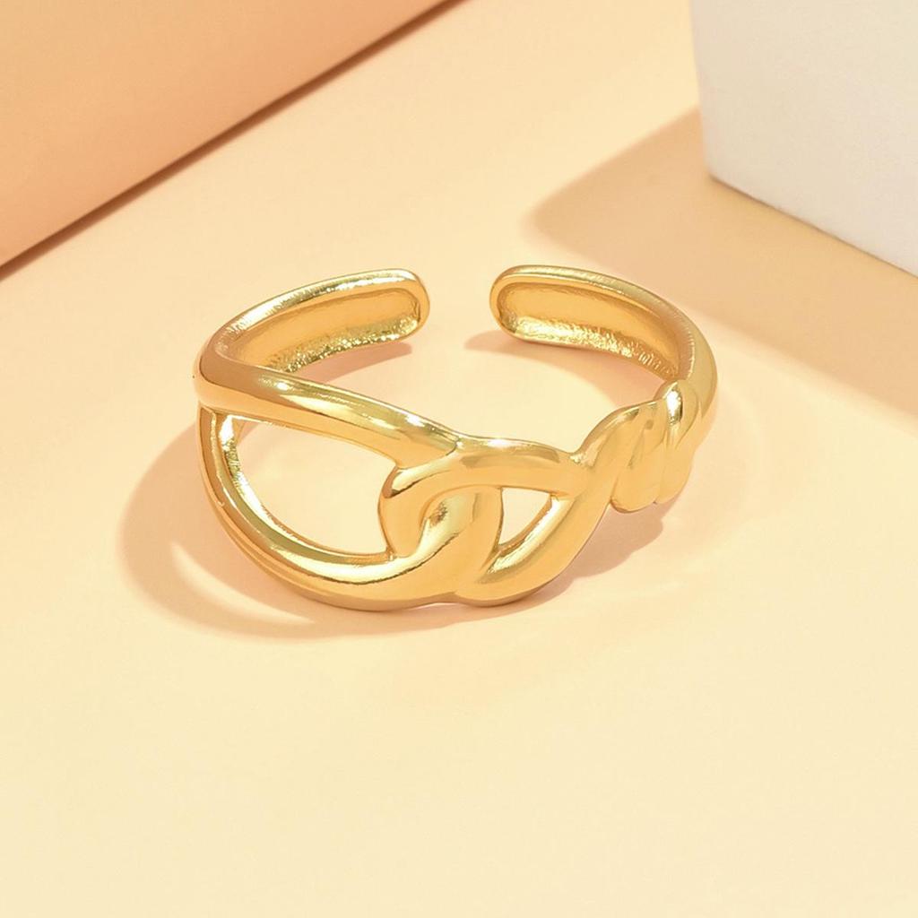 Trendy Adjustable Gold-Plated Stainless Steel Chain Ring for Women