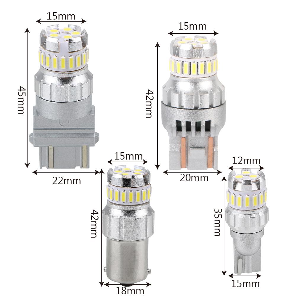 Brake Light DRL Car LED Bulbs 1156 7443 3157/3156 T15 LED Light 3030 4014 SMD 6500K White Super Bright 2pcs 12V