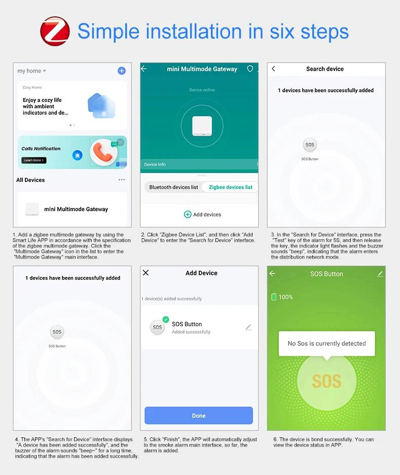 SOS Alarm Button for Elderly - WiFi Remote Control Via Tuya App
