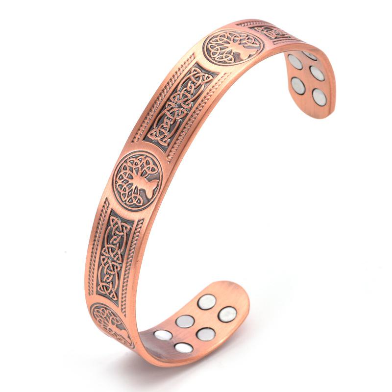 Tree of Life Pattern Magnetic Copper Bracelet In Antique Bronze