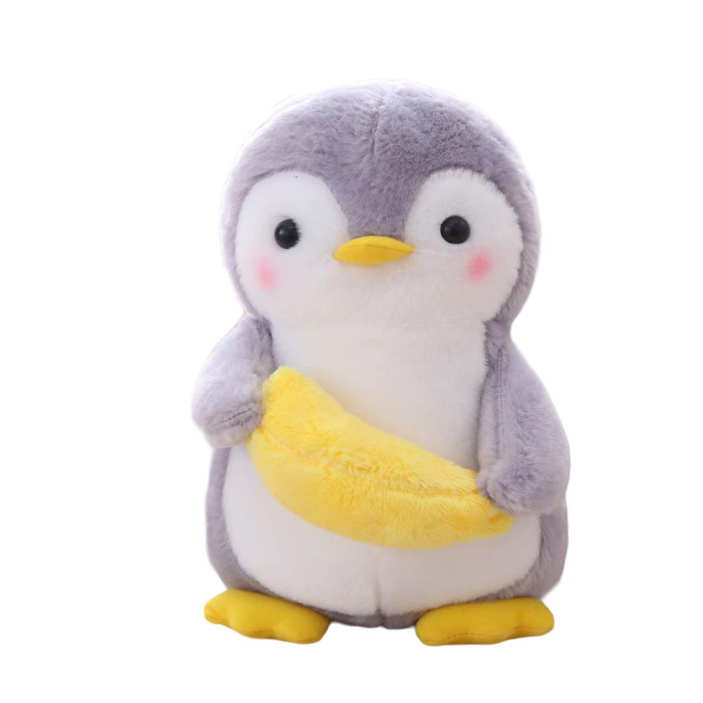 25Cm Kawaii Standing Penguin Doll Plush Toy Stuffed Female Male Holding Food Cartoon Animal Plushie Birthday Gift