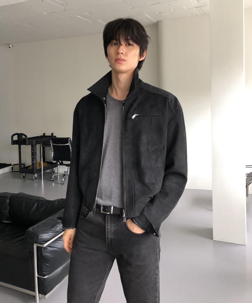 THEY Suede Collar Blouson Jacket_Black