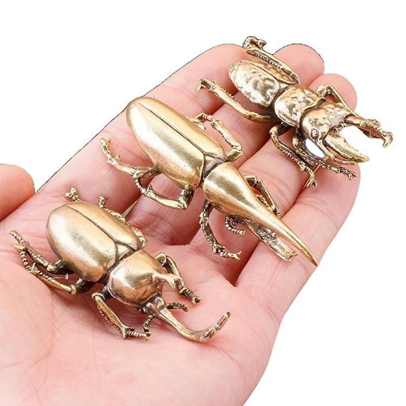 3 Stile verfügbar Käfer Miniaturfigur Kleine Schreibtischdekoration Vintage Kupfer Teetier Ornamente Heimdekorationszubehör
