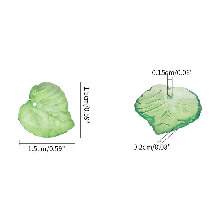 100pcs Acrylic Green Leaf Charm Pendant DIY Keychain Jewelry Making Findings