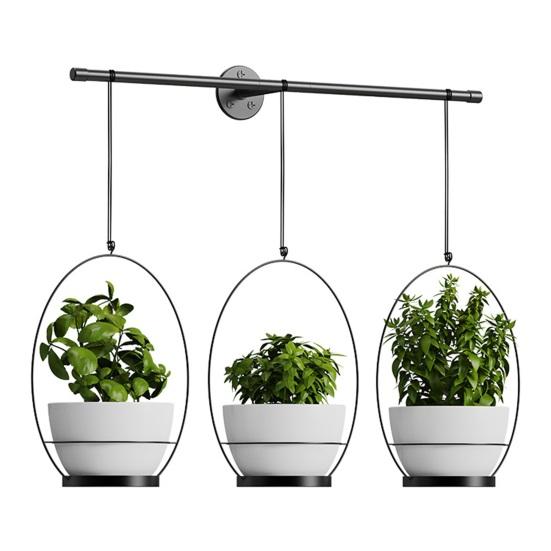 1 Set Hanging Flower Pots Wall Mounted Plant Hanger Hanging Planter Set Includes Metal Rod 3 Planters Ropes for Windows Ceilings Walls Garden Decor