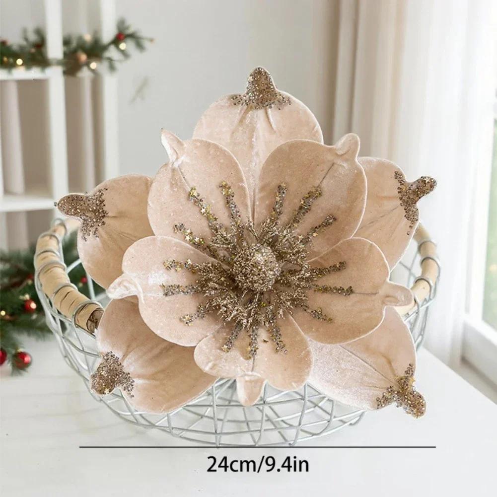 Artificial Magnolia Flower Picks for Christmas Tree Decoration Fabric Magnolia 24 by 17 Centimeters Holiday Floral Display