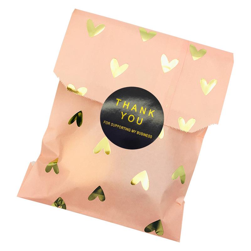 Black Coated Paper Hot Foil Thank You Sealing Stickers - Self-Adhesive Baking Labels