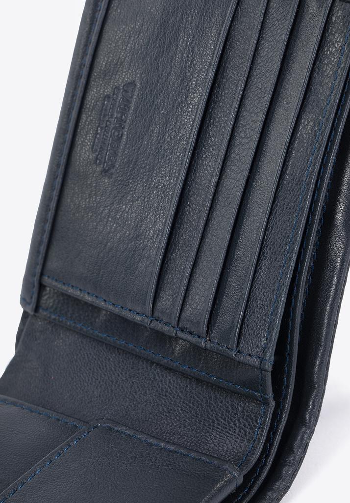 Cartera de Cuero para Hombre Wittchen Sin Cierre, Horizontal, Azul Marino Oscuro, Cuero Natural