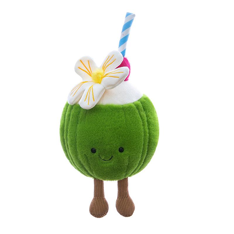 New Creative Cute Summer Coconut Plush Toys Fun Coconut Simulation Doll Table Companion Ornament Afternoon Tea