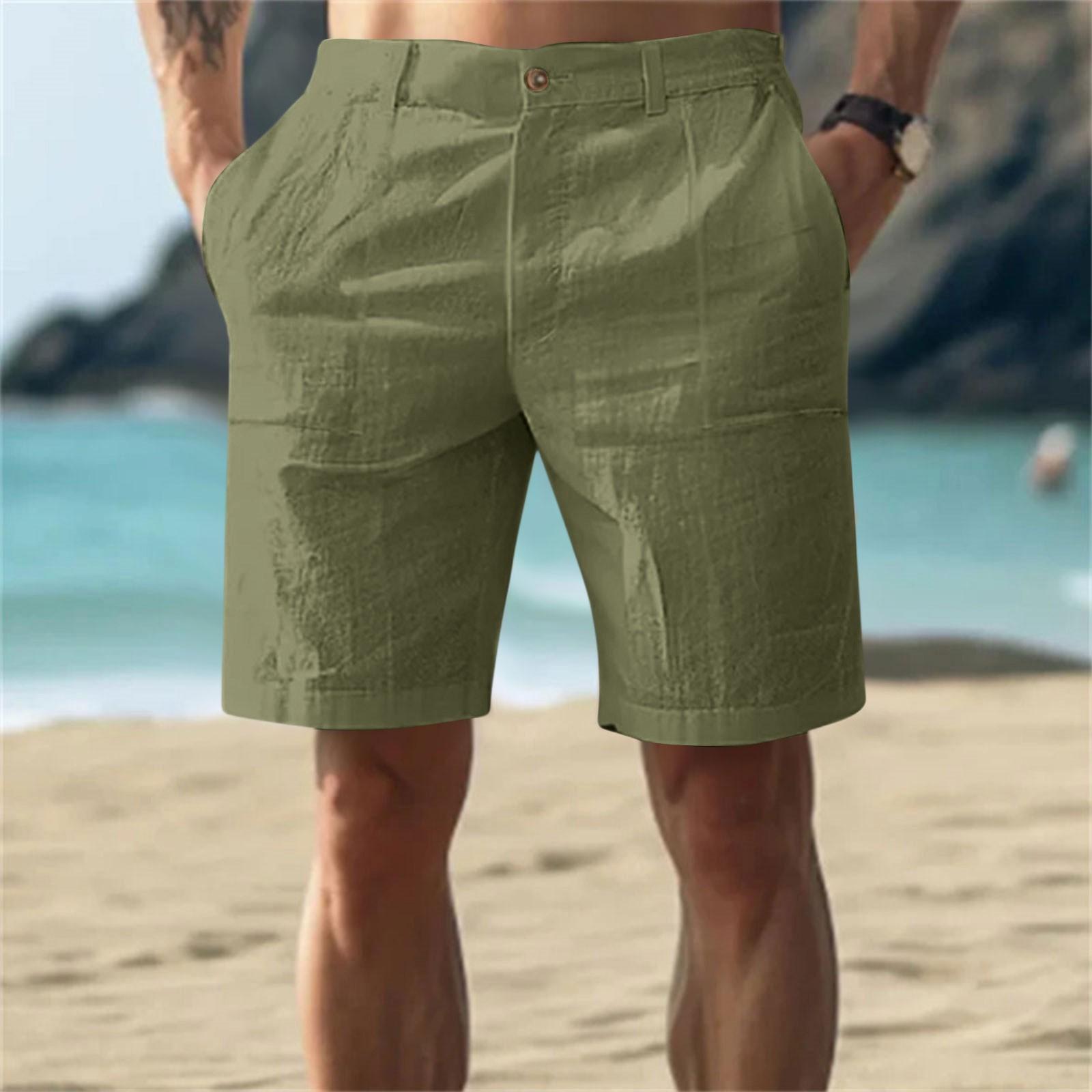 

Men’s Linen Shorts with Button Closure and Belt Loops Relaxed Fit Lightweight Summer Wear for Casual Outings XXL
