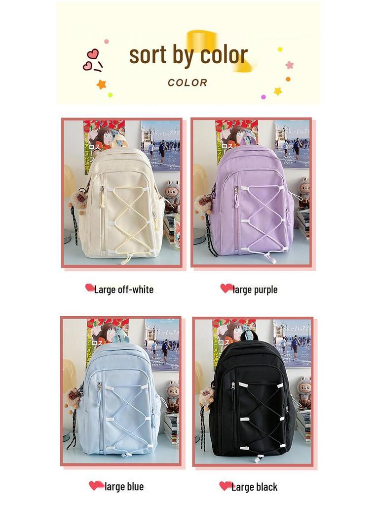 Japanese Style Color Block Drawstring Backpack: Large Capacity Sports & Travel Bag for Men and Women