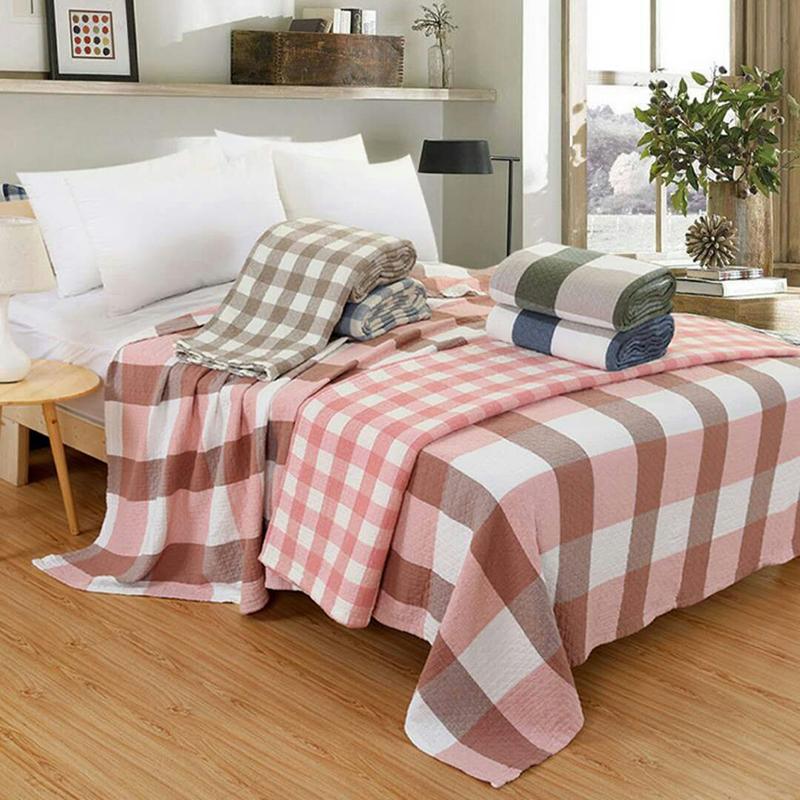 HOLAROOM Baumwollgaze-Handtuch-Musselin-Decke Überwurf Plaid Print Decken Erwachsene auf dem/Bett/Sofa/Flugzeug/Reise Tagesdecke Bezüge