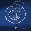European & American Fashion Blue Crystal Necklace, Earrings & Bracelet Set - Hot Selling Three-Piece Full Diamond Design