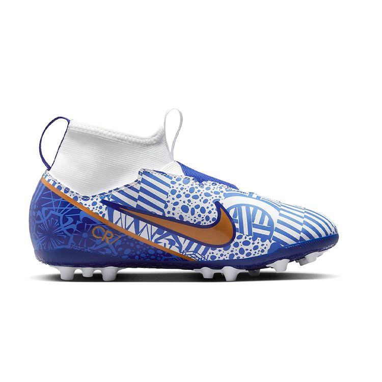 Nike Mercurial Superfly 9 Jr Zoom Assassin 15 Academy CR7 AG Artificial Ground Cushioning Mid-Top Soccer Shoes Kids Soccer Shoes Blue White DQ5322-182