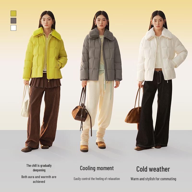 Ailiyi Women's Detachable Faux Fur Collar Lightweight Duck Down Jacket