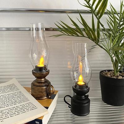 Vintage Lantern Retro Design LED Hanging Oil Lamp Battery Operated Decorative for Home Holiday Christmas Gifts Home Decor